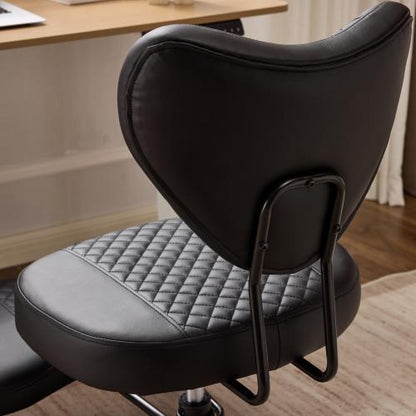 Upgraded Ergonomic Cross Legged Swivel Chair, Adjustable Height and PU Leather, Meditation& ADHA Chair with Back Support, Home and Office,Yoga Chair, Black