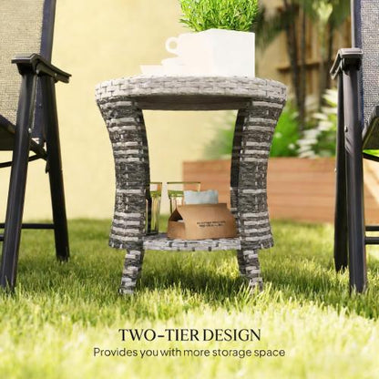 Side Table,Wicker Outdoor Coffee Table