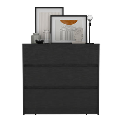 Dresser 31H, 3 Drawers, Chest of Drawers, Black