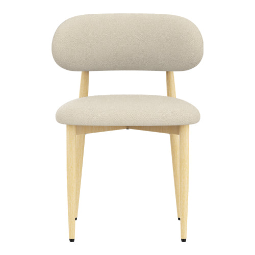 Lamb-Wool-Look Upholstered Metal Dining Chairs, Set of 2, Cream