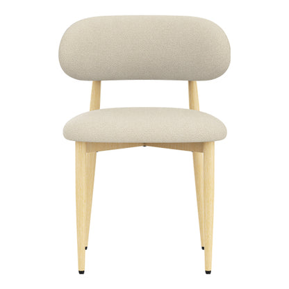 Lamb-Wool-Look Upholstered Metal Dining Chairs, Set of 2, Cream
