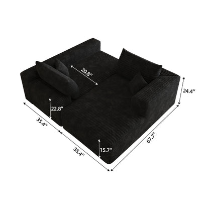 103 inch  Black L-Shape Cloud Deep-Seat Corner Sectional Sofa, No Assembly