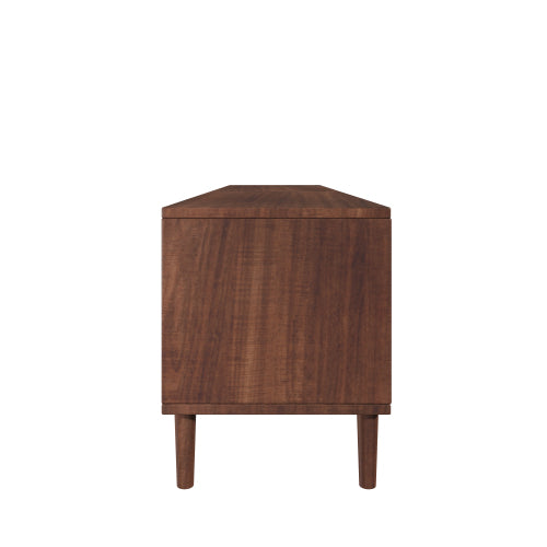 78.7 inch Dark Brown PE Rattan TV Stand 4 Drawers Soft Close Hinges For 85 Inch TV