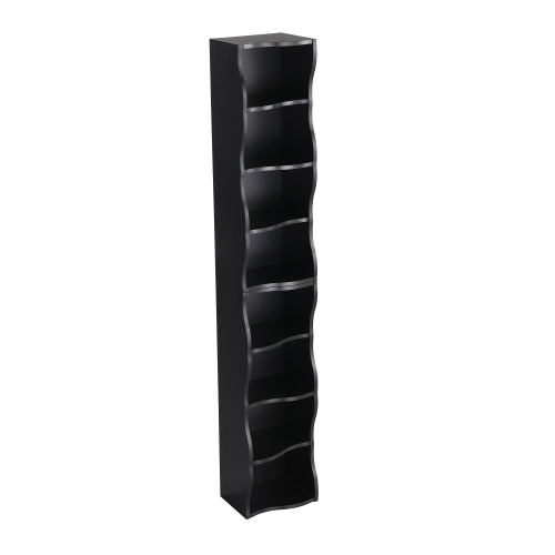 Ultra-Thin 8-Tier Wavy Edge Combined Bookshelf Adjustable Partition Waterproof MDF Storage Display Shelf