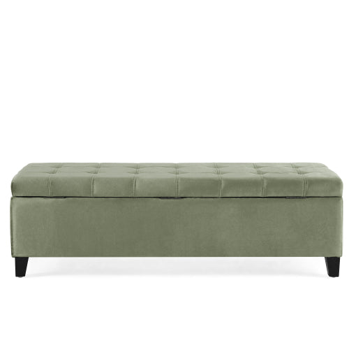 50.5 Inch Fabric Rectangular Storage Ottoman Bench, Upholstered Footrest with Birch Wood Legs, 250 LBS Load Capacity