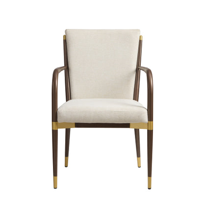 Set of 2 Modern Gold Accent Iron Frame Arm Dining Chairs, Toothpick Design Solid Back 250lbs Weight Capacity