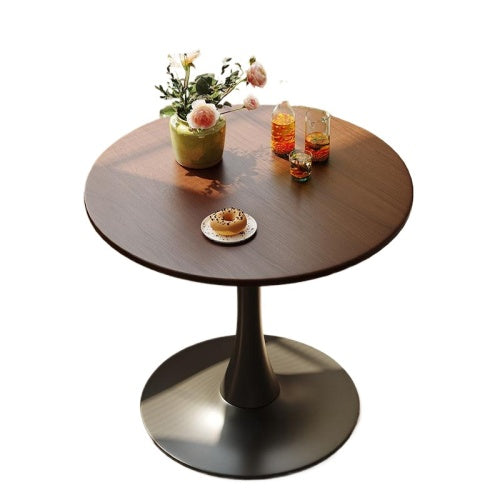 24inch  Walnut Round Tulip Table, MDF Top & Steel Base Mid-Century Dining & Coffee Table