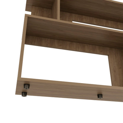 Asymmetrical Sofa Side Table with Open Storage & Top Shelf