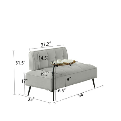 54-Inch Modern Two-Seater Velvet Sofa with 360 degree  Rotating Side-Table Copper-Nail Accents for Small-Spaces
