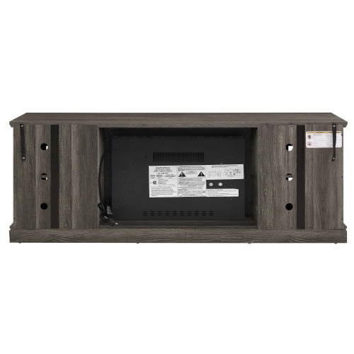 70 Inch TV Stand with Electric Fireplace Grey Faux Stone Entertainment Center