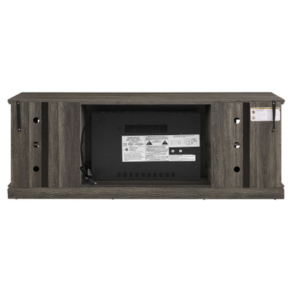 70 Inch TV Stand with Electric Fireplace Grey Faux Stone Entertainment Center