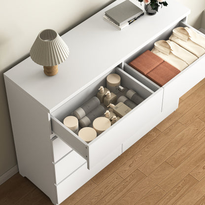 8 Drawers Dresser for Bedroom, Wood Bedroom Dresser Modern Drawer Chest, 8 Chest of Drawer, Tall Dresser for Closet, Dressers Organizer for Living Room, Closet, White