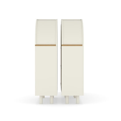 Set of 2 White Woodgrain 3-Tier Elegant Arched Top Storage Bookcase