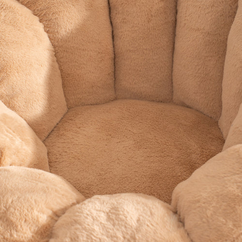 Pumpkin-Shape Faux-Fur Giant Bean Bag Chair with Footrest for Adults Kids