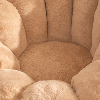 Pumpkin-Shape Faux-Fur Giant Bean Bag Chair with Footrest for Adults Kids