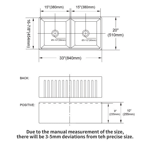 White Farmhouse Sink Workstation - 33 x 20 x 10 inch White Porcelain Ceramic Double Bowl Farm Kitchen Sink