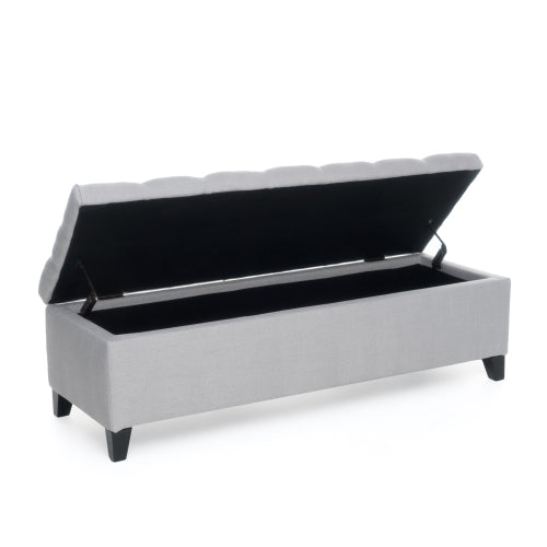 51 Inch Contemporary Tufted Storage Ottoman Bench, Diamond Stitch Upholstered Footrest with Soft Close Pressure Hinges