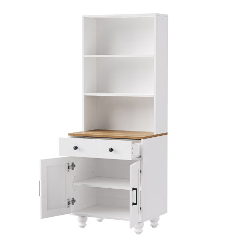 Farmhouse Pantry Cabinet with Drawer & Adjustable Shelves White
