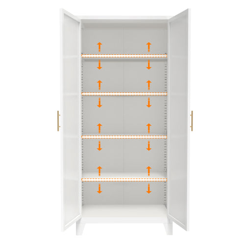 Tall Metal Storage Cabinet with Adjustable Shelves for Kitchen Bedroom Office White