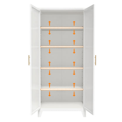 Tall Metal Storage Cabinet with Adjustable Shelves for Kitchen Bedroom Office White