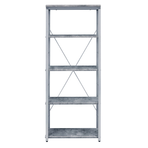 Grey and Silver 4 Shelf Bookcase Industrial Rustic Bookshelf Wooden Shelves Steel Frame