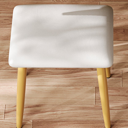 7-Drawer White Vanity Desk with LED Mirror & Carved Details, Fluted Makeup Table, Metal Legs, PU Stool & Jewelry Storage