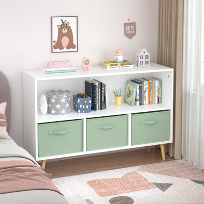 Kids Bookcase with Fabric Drawers and Toy Storage Organizer