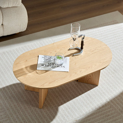 39.37inch  Oval Coffee Table, Oak Veneer