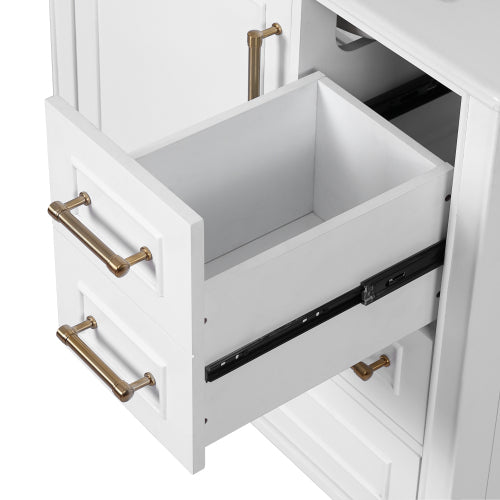 30" Bathroom Vanity with Ceramic Sink, Soft-Close Door with Built-in Shelf, Deep Drawer, Standard Drawer, Long Divider Drawer, Ample Storage Cabinet for Bathroom, Modern & Functional Design