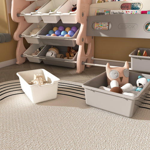 Kids Toy Storage Organizer with Bookshelf and 12 Toy Bins