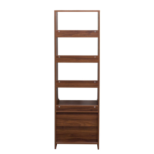 Tall Nightstand with Bookshelf & 2 Drawers Space Saving Bedroom Storage