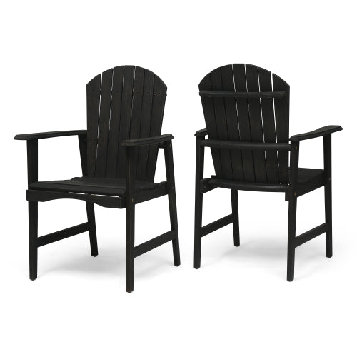 Outdoor Weather Resistant Acacia Wood  Dining Chairs (Set of 2), Dark Gray Finish