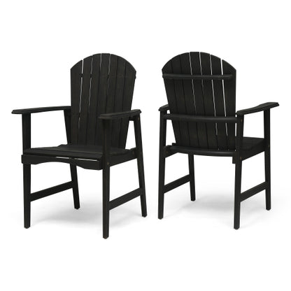 Outdoor Weather Resistant Acacia Wood  Dining Chairs (Set of 2), Dark Gray Finish
