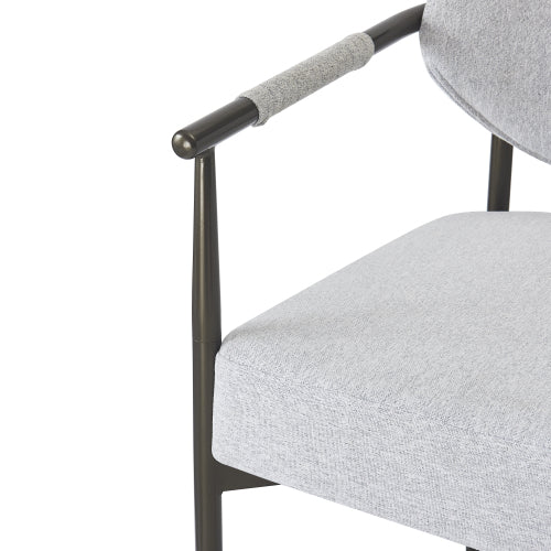 Modern Dining Chairs Set of 2, Upholstered Armchairs with Bronze Iron Frame, Beige Cushion