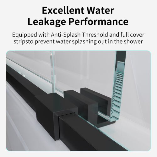 56-60*60 INCH Frame Double Sliding soft-close Shower Doors, Bathroom Sliding Shower Door, (6mm) Thick SGCC Tempered Glass Door For Bathroom Door ,Matte Black