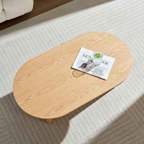 39.37inch  Oval Coffee Table, Oak Veneer