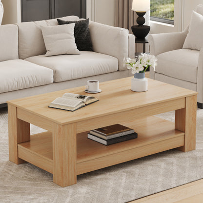 Double-Layer MDF Coffee Table, 250lbs Load Capacity