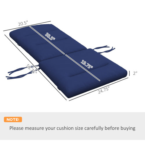 Outsunny 2 Piece  Chair Cushions, 59 x 20.5 x 2 inch Outdoor Chair Cushions for Fire Pit Chairs with Seat, Back, Ties, Water Repellent Replacement Patio Seat Pads, Blue