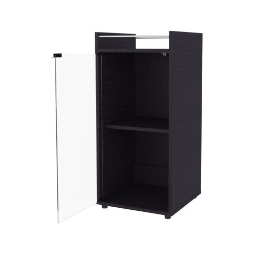 Glass Door Bar Cabinet with Shelves, Wenge