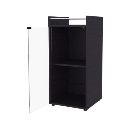 Glass Door Bar Cabinet with Shelves, Wenge