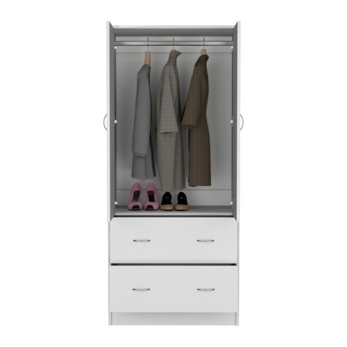 2-Doors 2-Drawers Armoire White