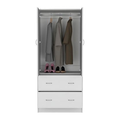 2-Doors 2-Drawers Armoire White
