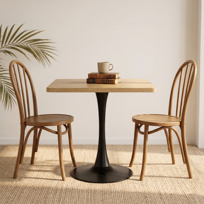 27.6 Inch Tulip Square Dining Table, Natural Color