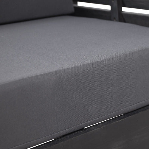 Acacia Wood Outdoor Loveseat and Coffee Table Set with Cushions, Dark Gray