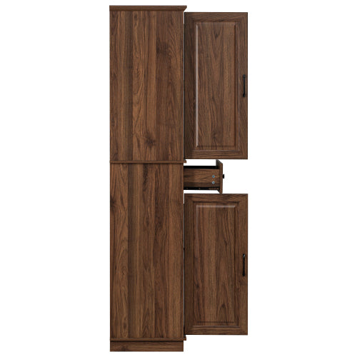 71inch  Farmhouse Kitchen Pantry Cabinet with Pull-Out Shelves Brown
