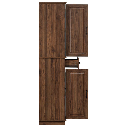 71inch  Farmhouse Kitchen Pantry Cabinet with Pull-Out Shelves Brown