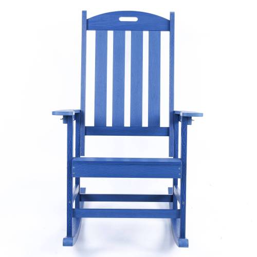 Rocking chair navy blue color, suitable for all seasons: Outdoor lounge chair, made of sturdy HIPS material