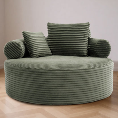 Green Round Memory-Foam Sofa-Bed,Cloud Couch with 3 Pillows