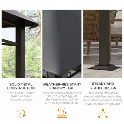 Outsunny 10' x 10' Soft Top Patio Gazebo Outdoor Canopy with Unique Geometric Design Roof, All-weather Steel Frame, Gray