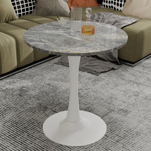 27.6inch  Round Dark Gray Marble Vein Coffee Table
